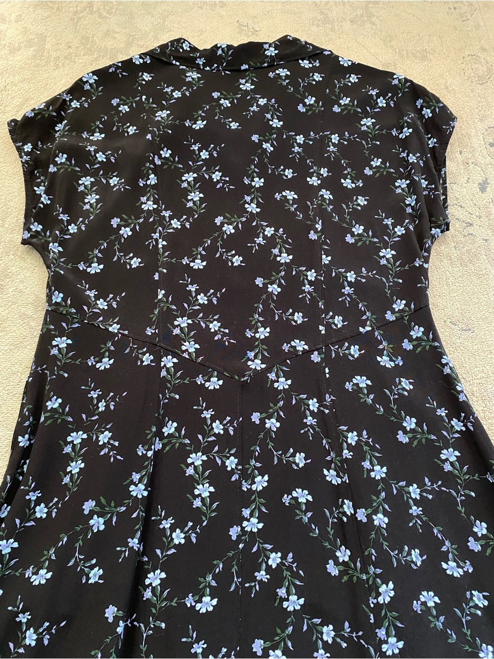 & Other Stories Paris Atelier Floral Maxi Dress 10 Black Blue Button Collar - Picture 8 of 16